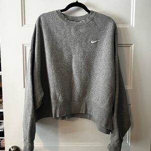 nike mini swoosh oversized boxy grey sweatshirt